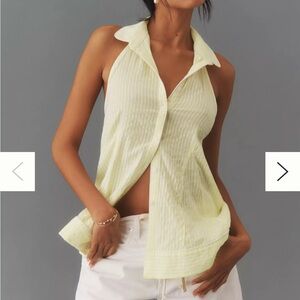 By Anthropologie Button-Front Halter Swing Blouse